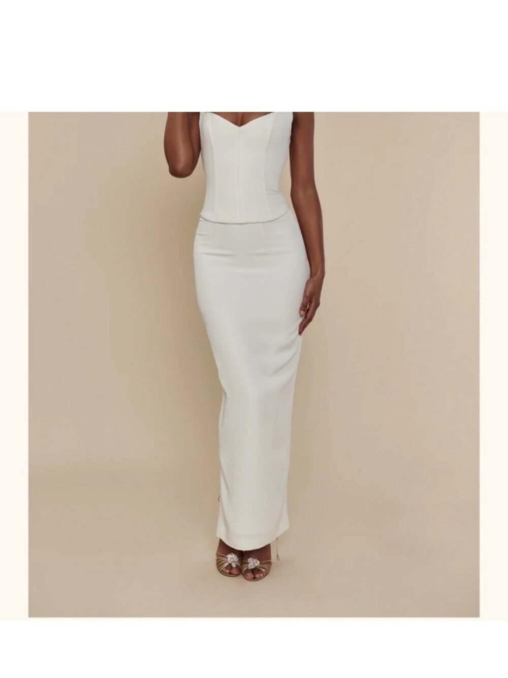 Mirror Palais Artemis Silk Column Maxi Skirt Ivory M